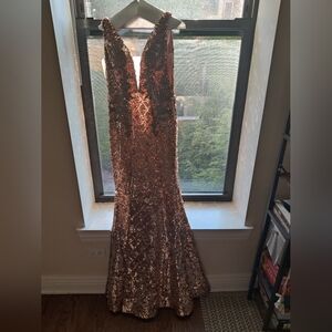 Stunning Rose Gold Sequin Evening Gown